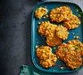 Air-fryer sweetcorn fritters served on a plate