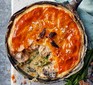 Chicken, morel mushroom & asparagus one-pan pie