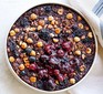 Cocoa & cherry oat bake served in a tin