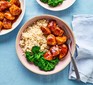 Honey chicken with broccoli and rice