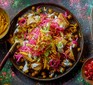 Samosa chaat on a plate