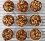 9 vegan banana muffins, topped with oats